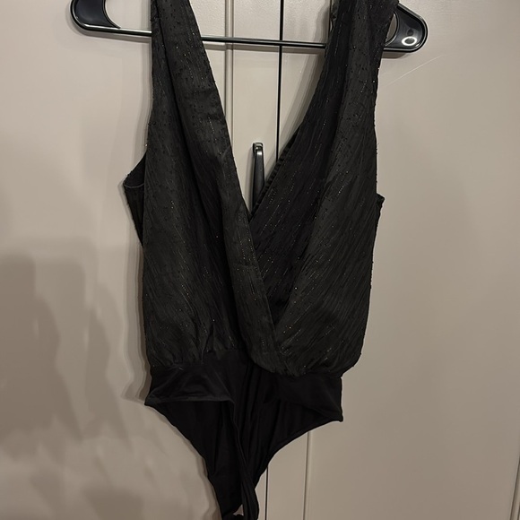 Lulus Ready For the Party Black Sparkly Surplice Bodysuit - Picture 8 of 8